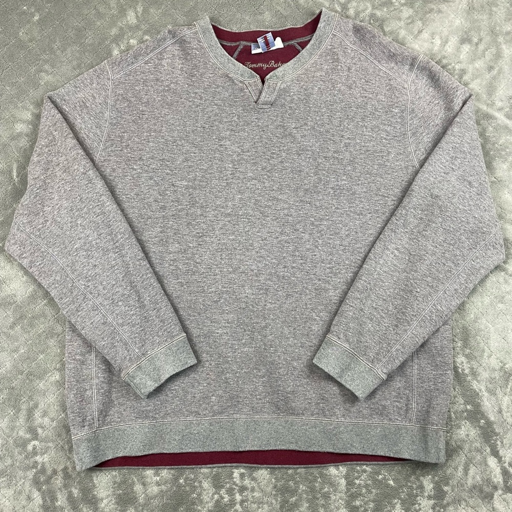 Tommy‎ Bahama Mens XXL Reversible Sweatshirt Gray Maroon 100% Cotton TB